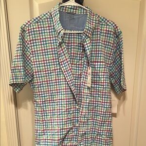 J. Crew Blue and Green Casual Button Down Shirt